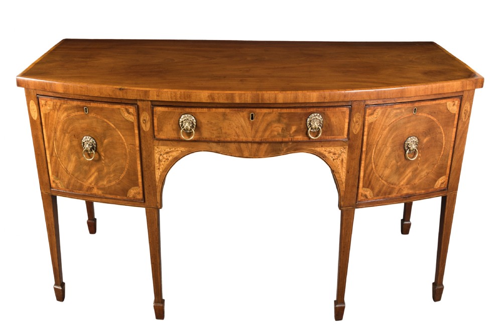A Good Well Figured George III Mahogany Bow Front Sideboard