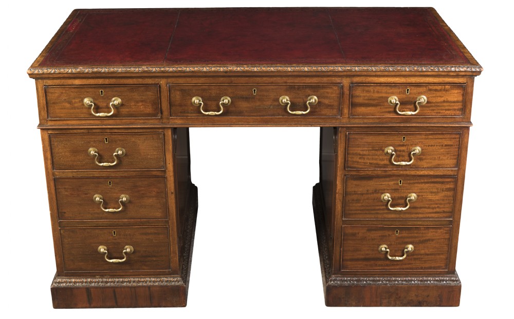 19th Century Mahogany Pedestal Desk. Circa 1870