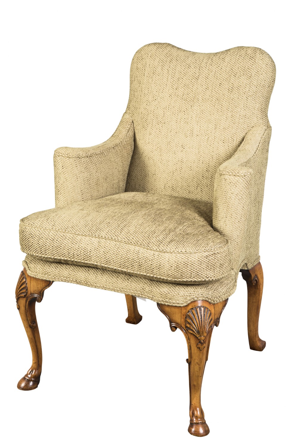 Queen Anne Style Walnut Wing Chair