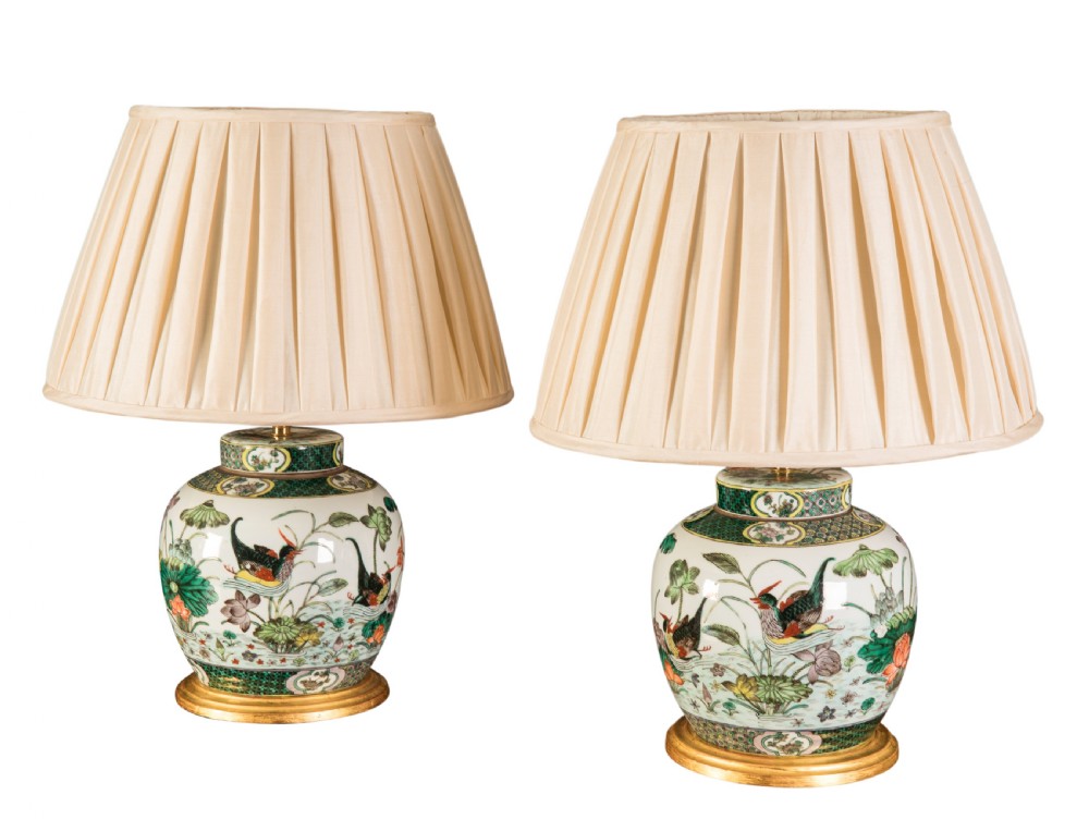Pair of Late 19th Century Chinese Ginger Jars Converted to Lamps