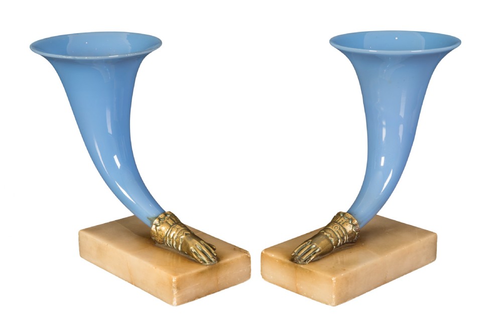 Pair of Regency blue cornucopia. Circa 1820