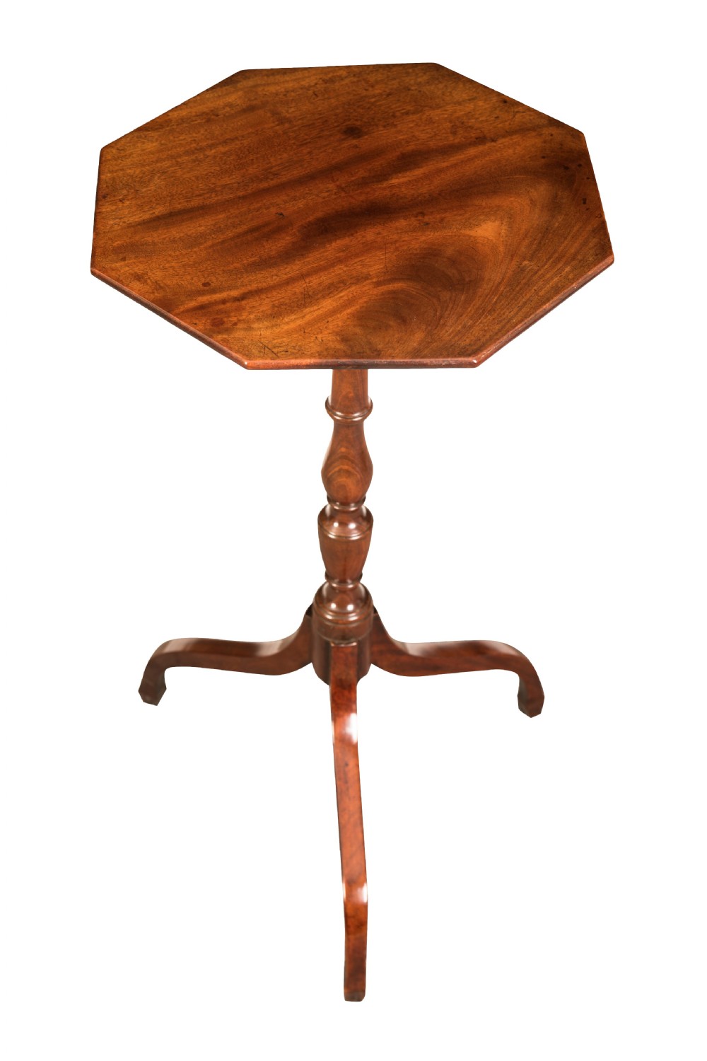 Small George III mahogany octagonal tripod table. Circa 1800