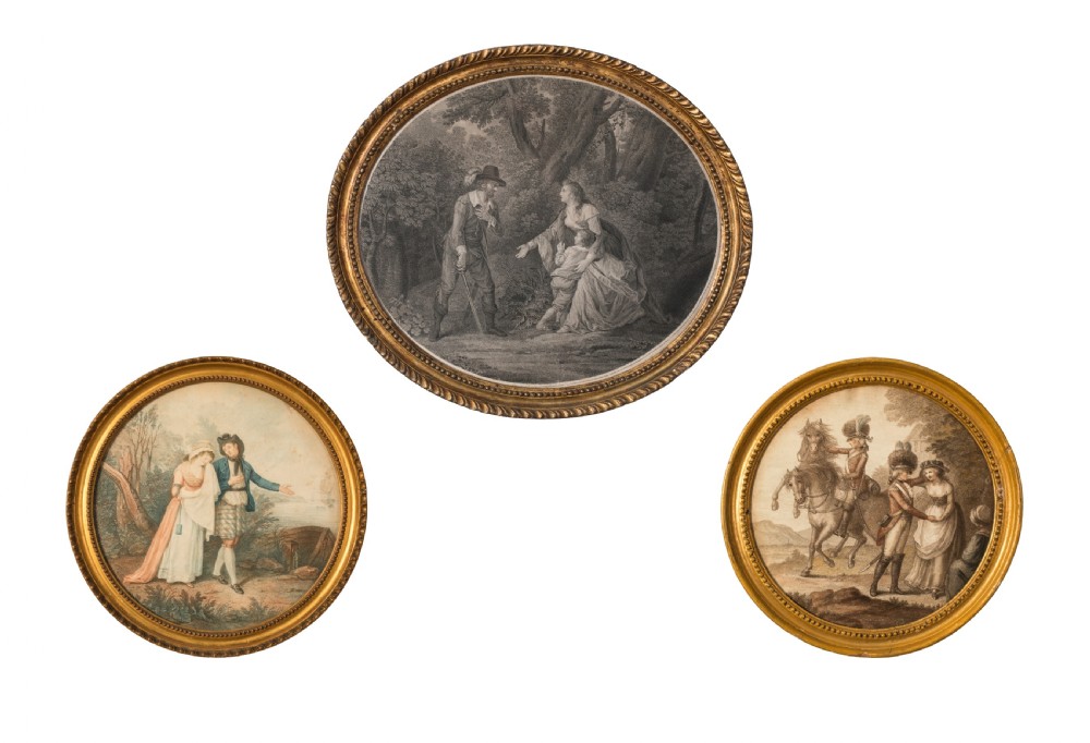 Three 18th century oval Bartolozzi engravings. Circa 1800