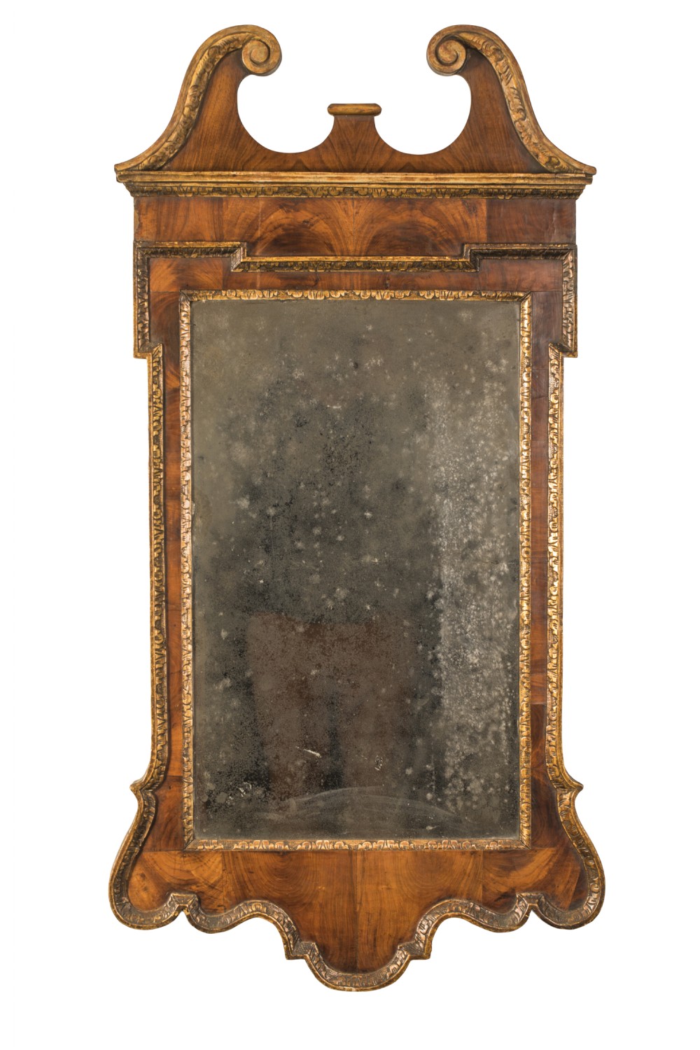 George II walnut and gilt mirror. Circa 1730