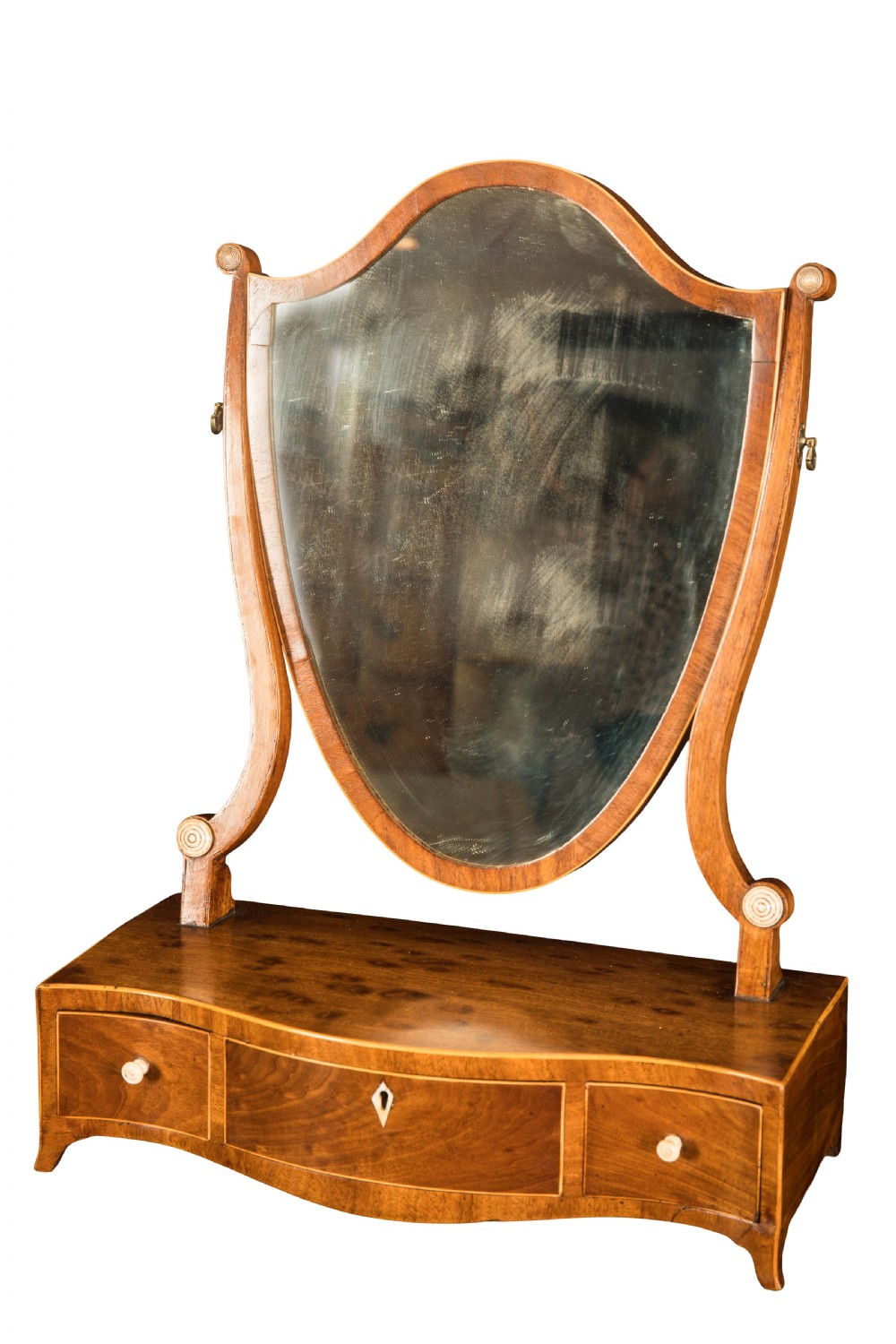 George III Serpentine plum pudding dressing table mirror. Circa 1790