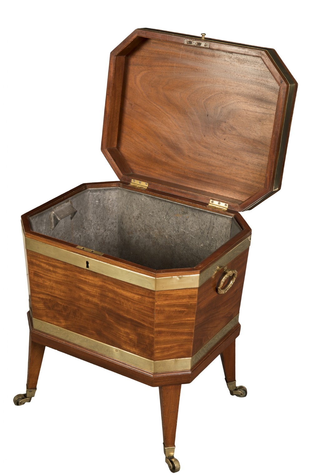 George III mahogany hexagonal brass bound wine cooler. Circa 1780 View II