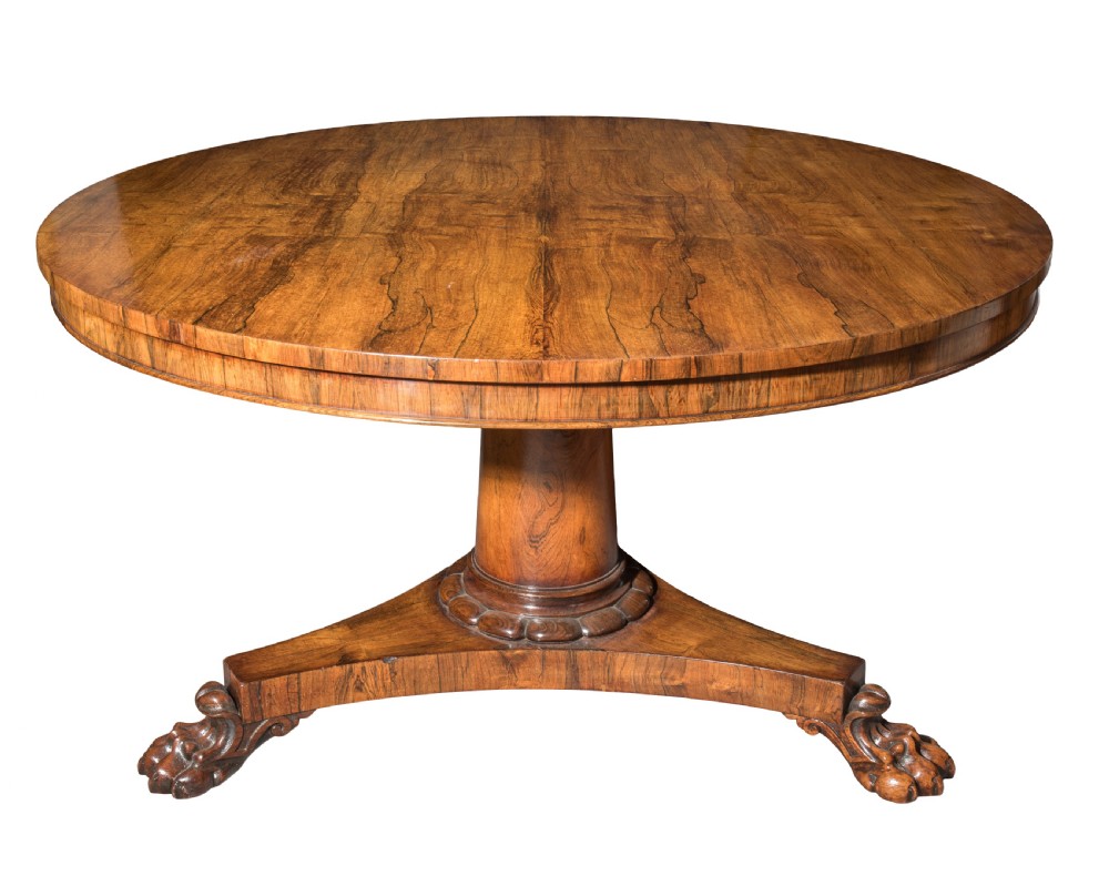 Regency rosewood round centre table on pedestal  Circa 1820