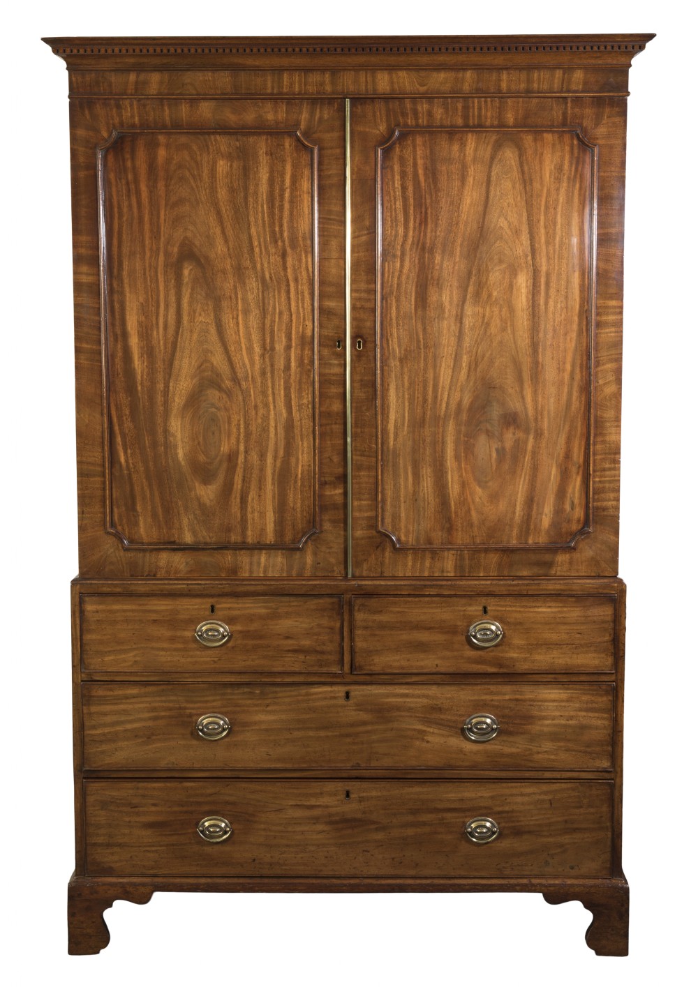 George III mahogany linen press. Circa 1800