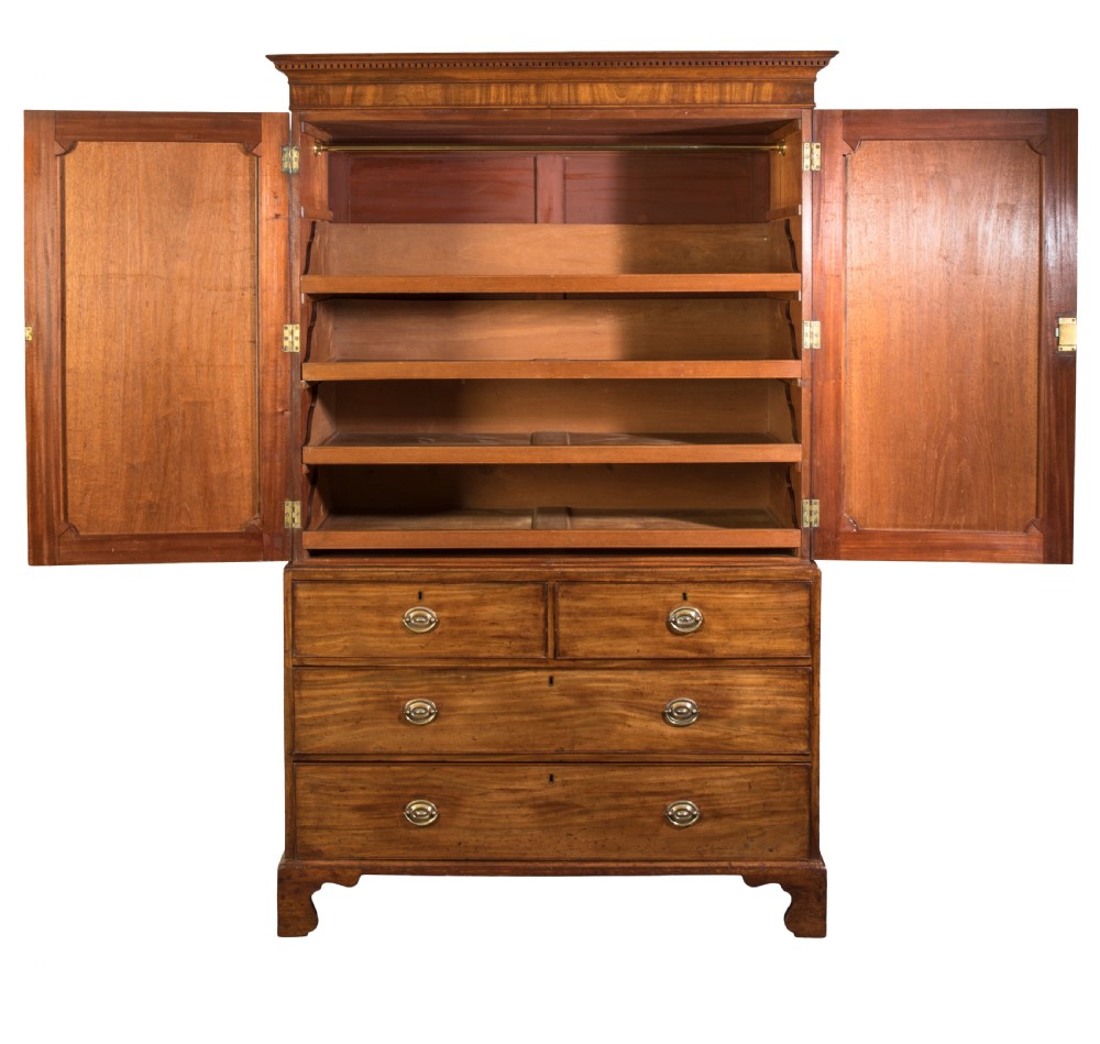 George III mahogany linen press. Circa 1800 View II