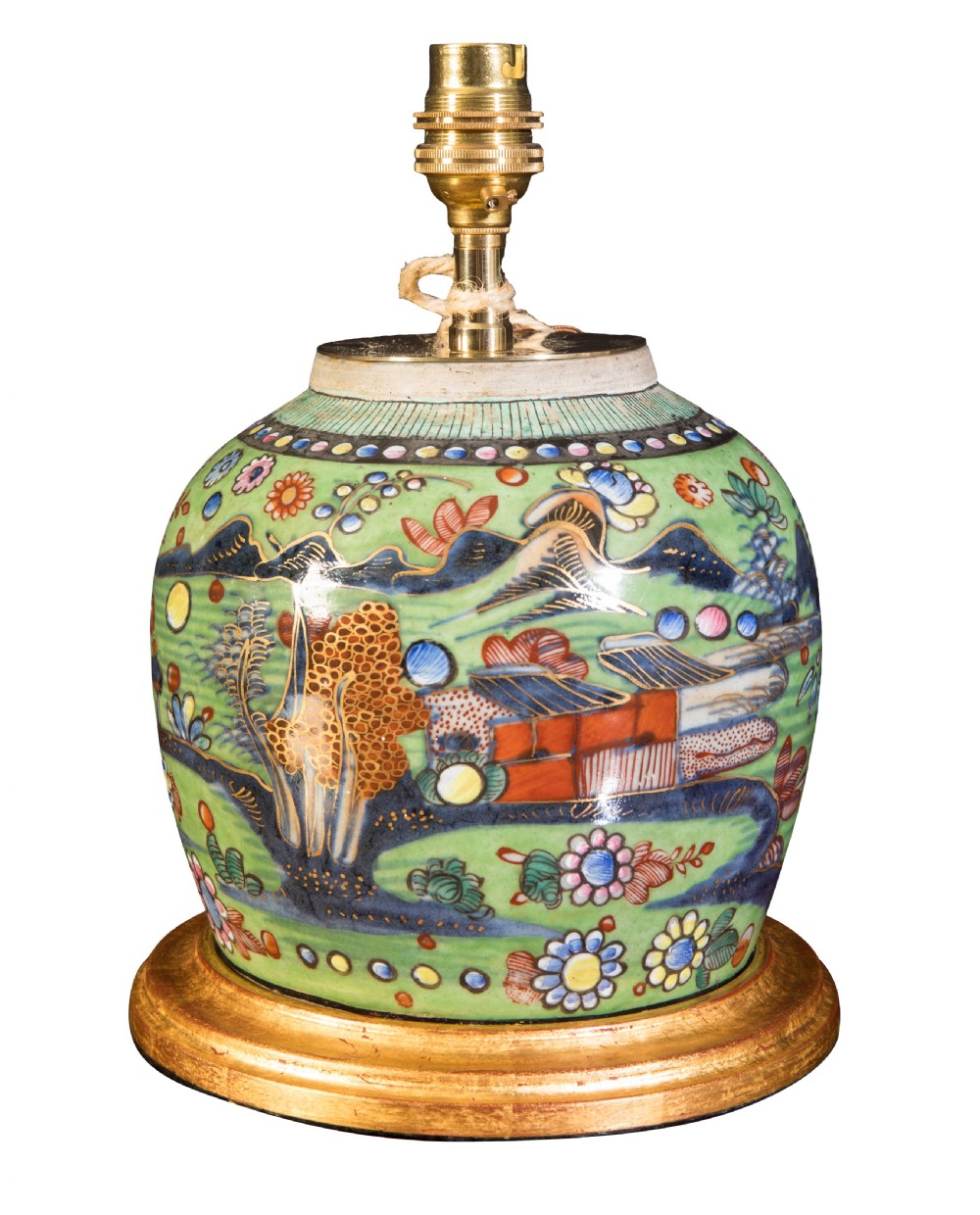 Small late 18th century Chinese green ginger jar with shade. Circa 1800