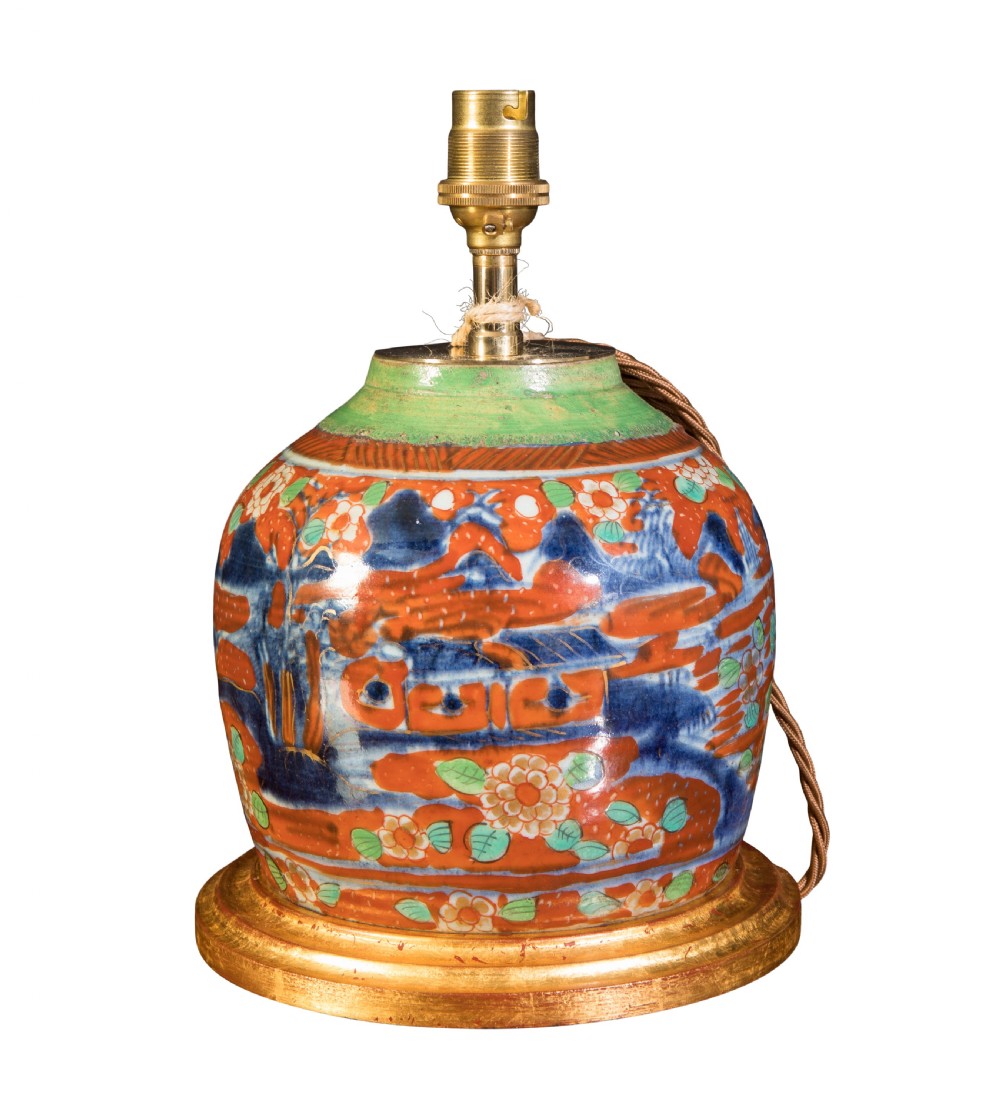 Small late 18th century Chinese coral ginger jar with shade. Circa 1800