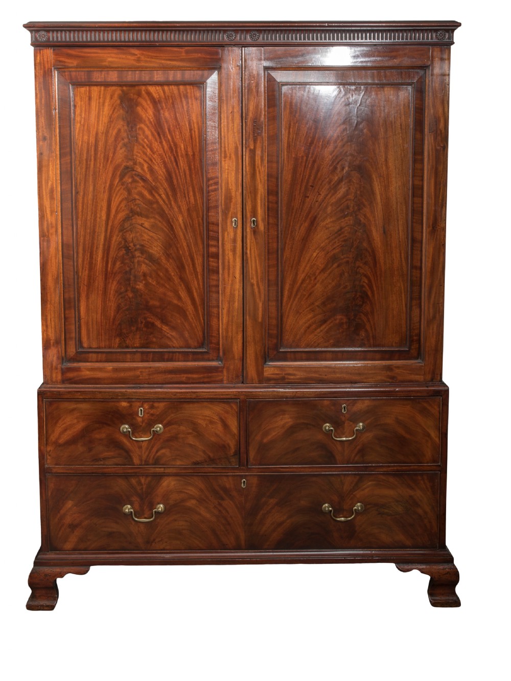 George III mahogany linen press. Circa 1760