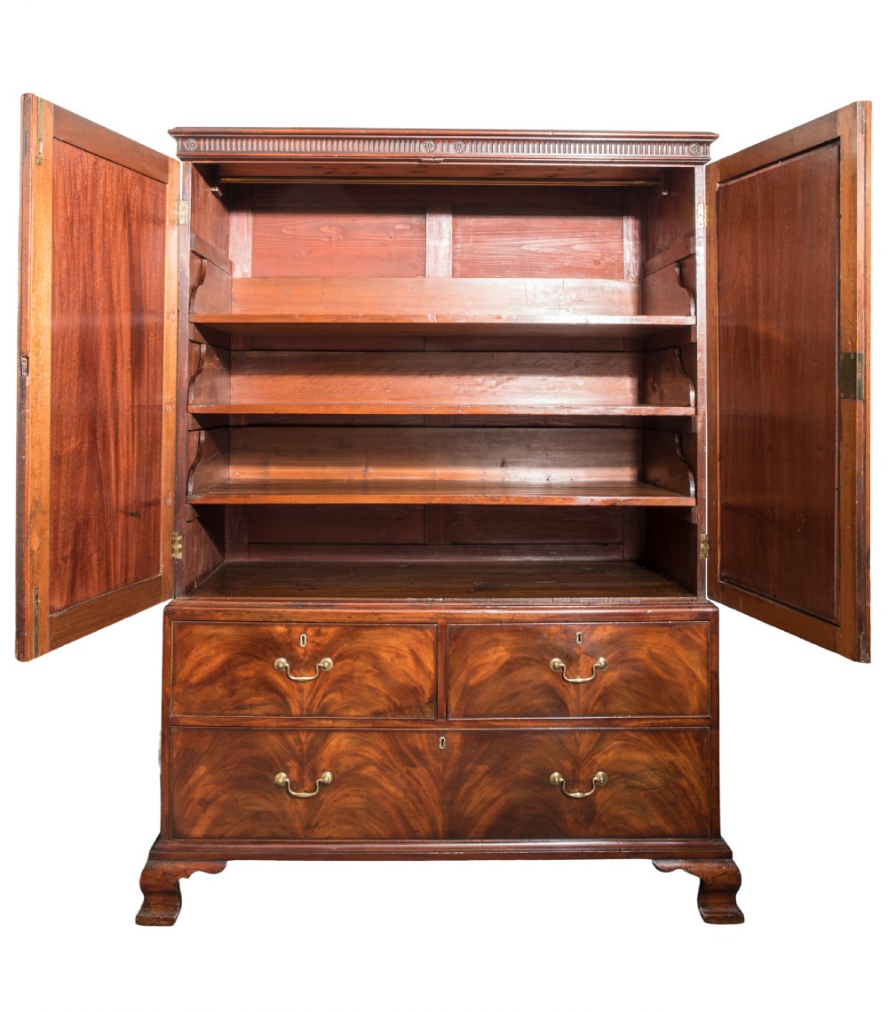 George III mahogany linen press. Circa 1760 View II