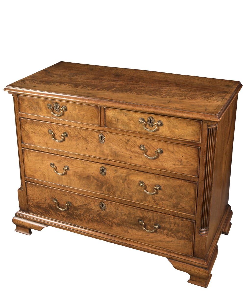 George III walnut crossbanded chest. Circa 1750