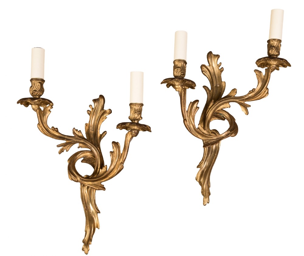 French gilt brass wall lights. Circa 1930