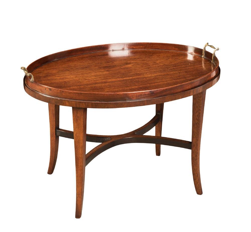 Large George III mahogany oval tray. Circa 1800