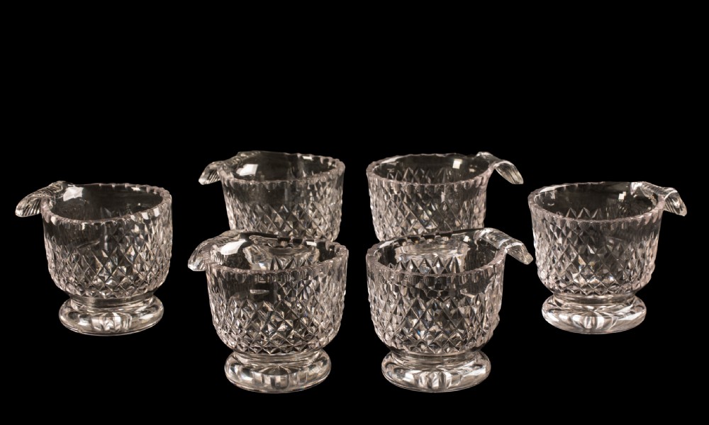 Six Regency Irish glass piggin glasses. Circa 1820