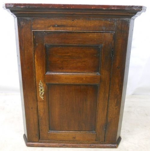 Georgian Oak Hanging Panel Front Corner Cupboard