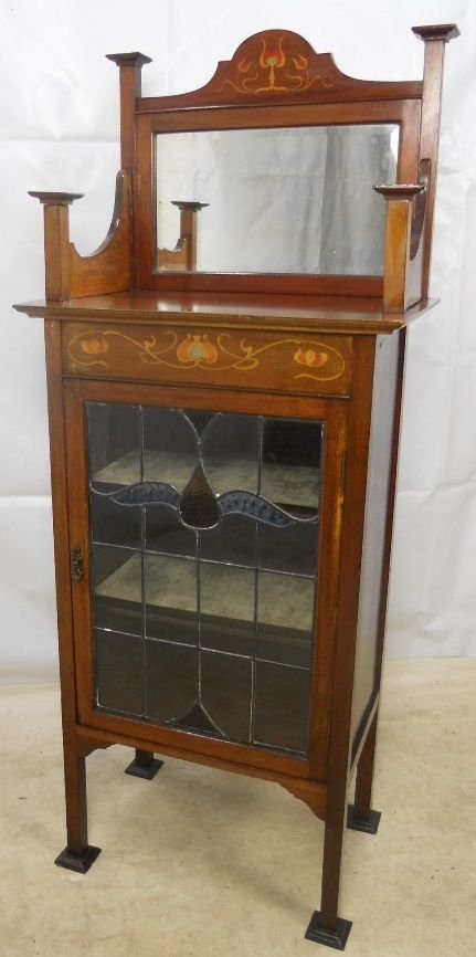 Art Nouveau Inlaid Mahogany Display Cabinet