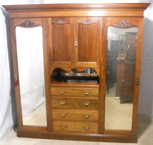 Large Edwardian Mahogany Wardrobe by Robson & Sons, Newcastle-on-tyne