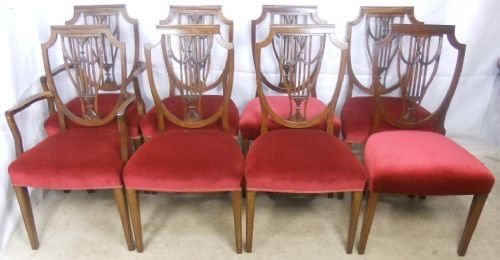 Set of Eight Hepplewhite Style Mahogany Dining Chairs