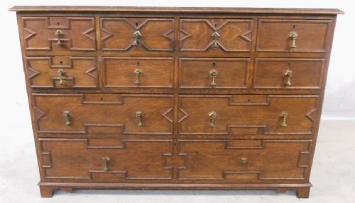 Large Antique Jacobean Style Oak Chest of Drawers Dresser Base