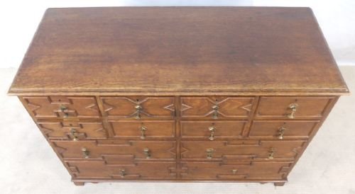 fig 1. Large Antique Jacobean Style Oak Chest of Drawers Dresser Base