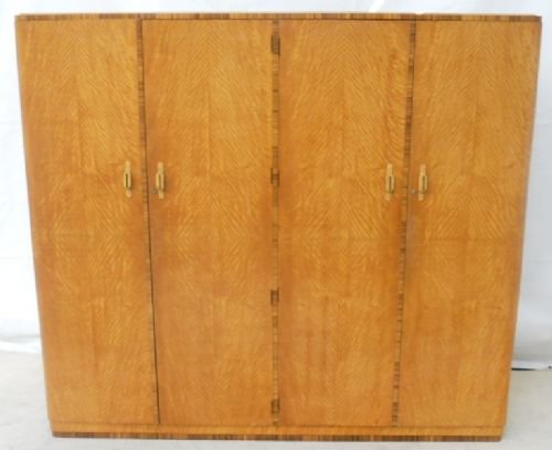 Art Deco Maple Four Door Wardrobe