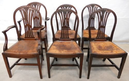 Set of Six Georgian Hepplewhite Style Mahogany Dining Chairs