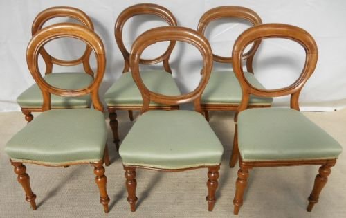 Set of Six Victorian Mahogany Balloon Back Dining Chairs