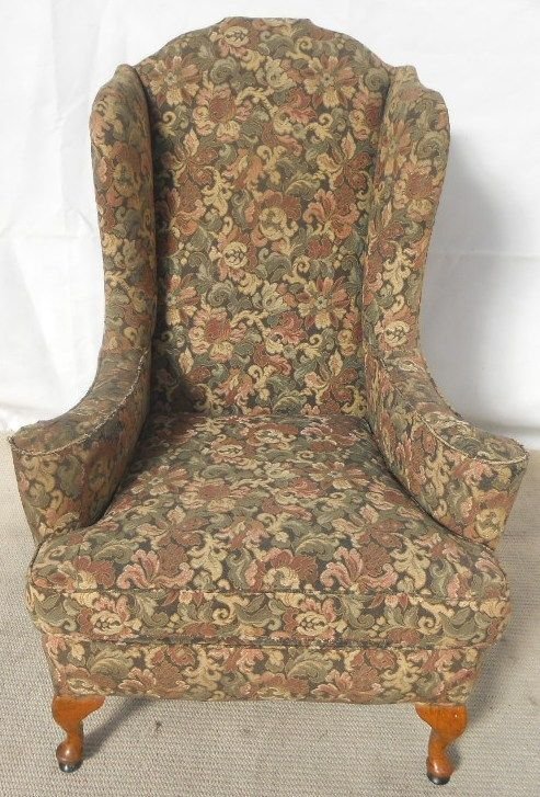 Queen Anne Style Wing Armchair for Re-upholstery