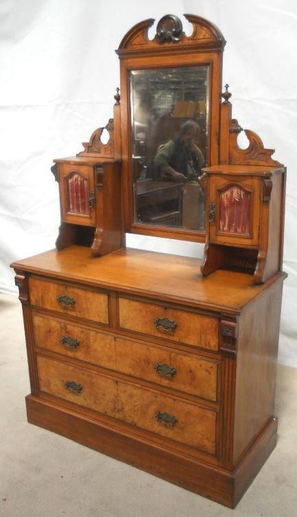 Edwardian Carved Walnut Dressing Chest