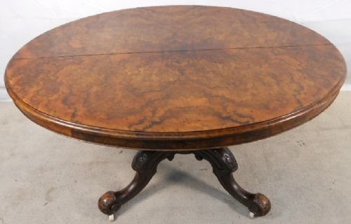 Victorian Oval Burr Walnut Centre Dining Table