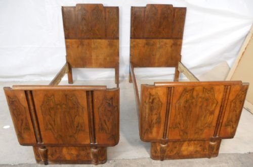 fig 1. Deco Pair Walnut Single Bedsteads