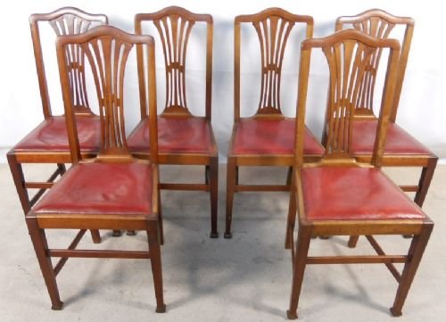 Georgian Chippendale Style Edwardian Period Set of Six Mahogany Dining Chairs