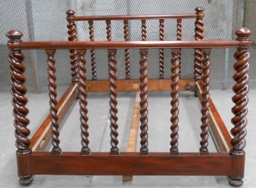 Early Victorian Barley Twist Mahogany Five Foot Bedsead
