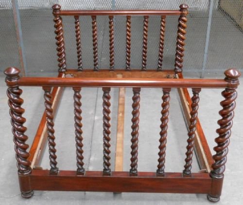 fig 1. Early Victorian Barley Twist Mahogany Five Foot Bedsead