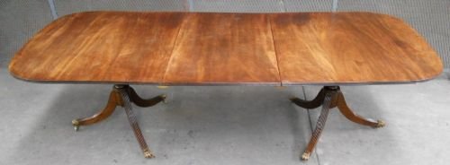 Georgian Style Mahogany Twin Pillar Extending Dining Table to Seat Ten