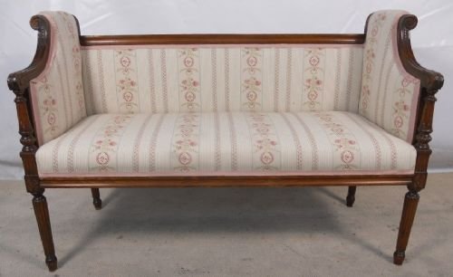 French Carved Walnut Small Settee Seat