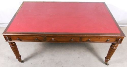 William IV Large Mahogany Six Drawer Writing Table