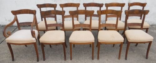 Set of Ten Victorian Continental Mahogany Dining Chairs