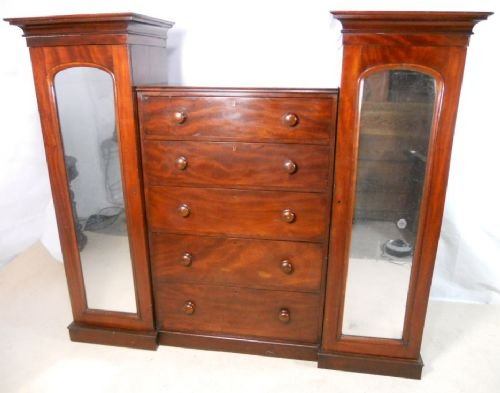 Victorian Small Mahogany Combination Wardrobe
