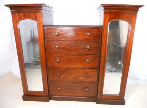 fig 1. Victorian Small Mahogany Combination Wardrobe