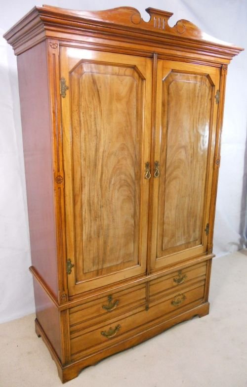 fig 1. Victorian Mahogany Two Door Hanging Wardrobe Drawers