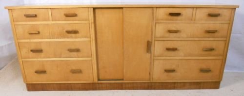 Art Deco Long Maple Chest of Drawers Cabinet Sideboard