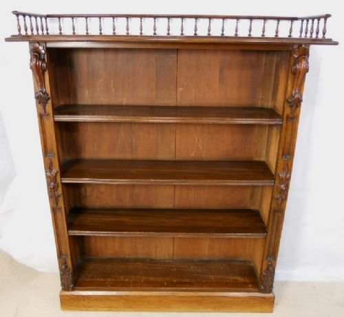 Victorian Oak Open Bookcase Cabinet