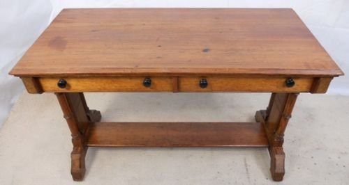 Victorian Pitch Pine Two Drawer Writing Table