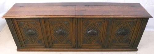 Victorian Carved Oak Large Storage Box /Window Seat