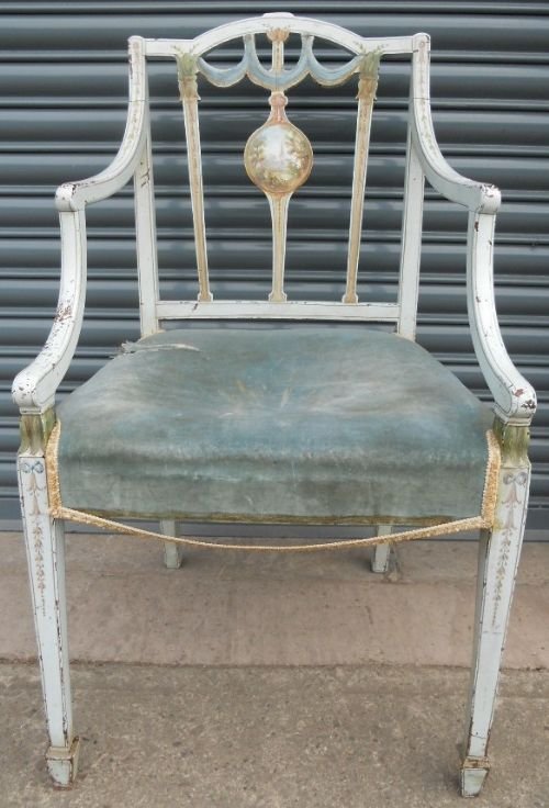 Georgian Style Painted and Decorated Carver Armchair