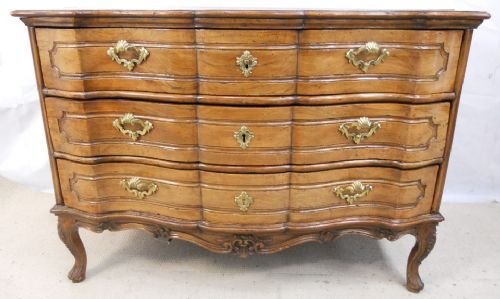 Large Italian Shaped Front Walnut Chest of Drawers